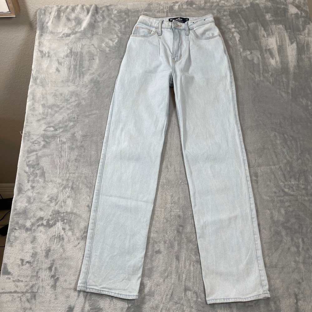 Hollister Jeans‎ 00R W23 L31 Ultra High-Rise Dad Light Wash Straight Leg Vintage